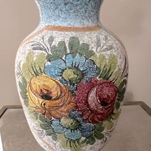 10 inch high floral hand-painted vase